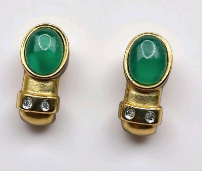 Ohrringe 585 Gold Stecker Smaragd Diamant 1,8ct