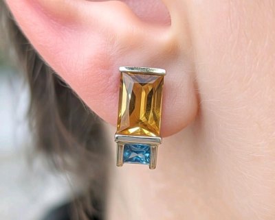 Ohrringe 585 Gold Stecker Creolen Citrin Turmalin