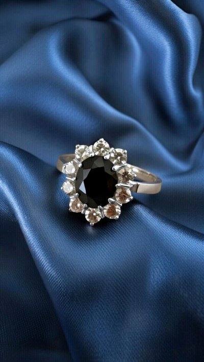 Ring 750 Gold Diamant 0,4 ct Saphir