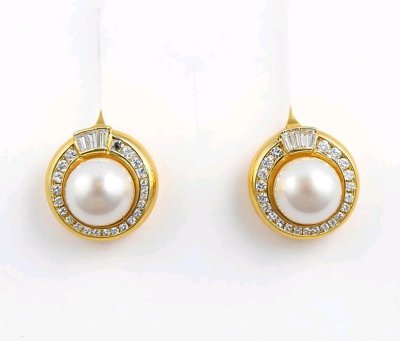 Creolen 750 Gold Wempe 1ct Diamant Perle