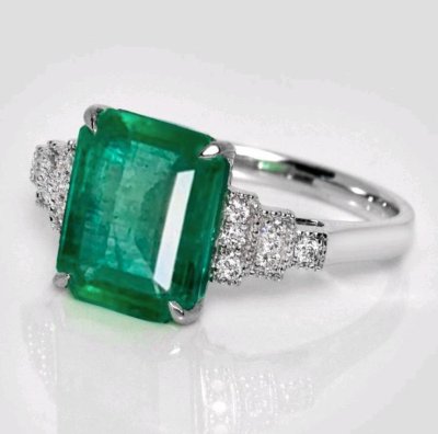 Verlobungsring 585 Gold mit 3,48 ct Smaragd & Diamant