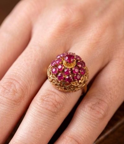 Antiker Ring 585 Gelbgold Rubin 3,5 ct Barock