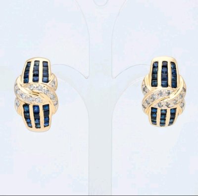 Ohrringe 585 Gold 1,5 ct Diamant Saphir Stecker