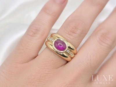 Ring 750 Gold Rubin 1 ct Diamant 0,05 ct
