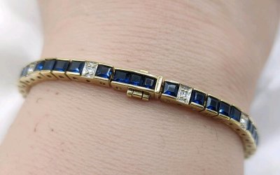 Armband 585 Gold Diamanten 0,3ct Saphire 6ct