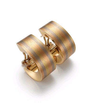 Tricolor-Creolen 585 Gold, mattiert
