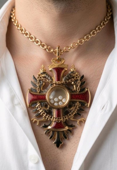 750 Gold Anhänger Adler Kreuz 0,5 ct Diamant