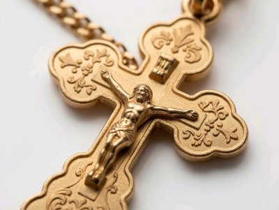 585 Gelbgold Königskette mit Kreuz-Anhänger
