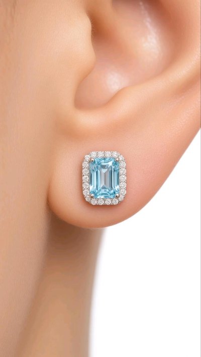 585 Gold Ohrringe Creolen Blautopas 2,5 ct
