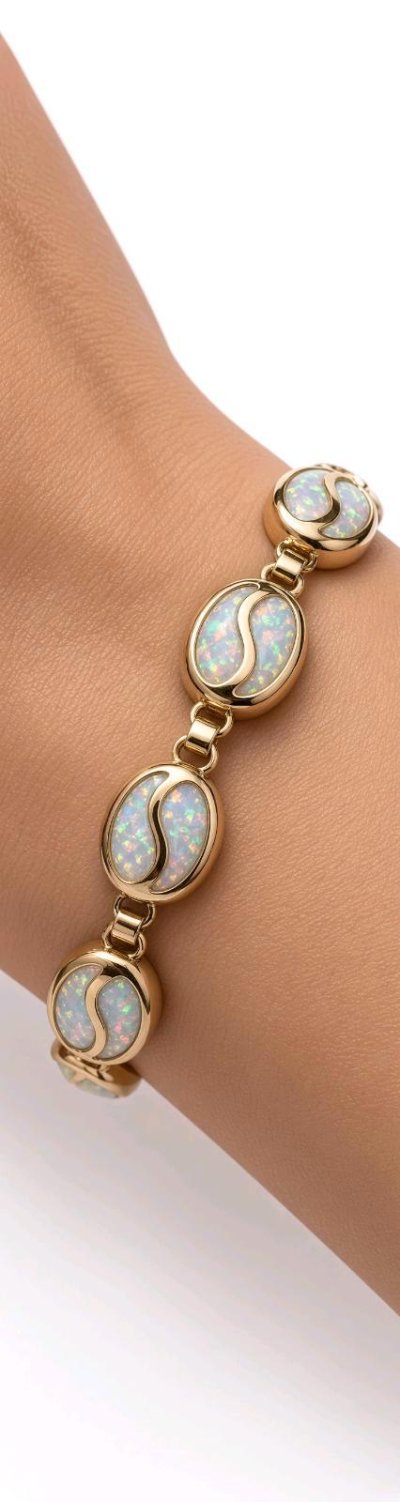 Armreif 585 Gelbgold Opal antik 19 cm