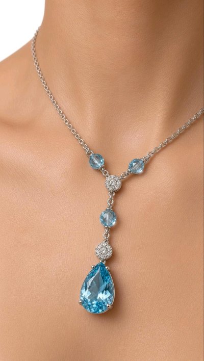 Collier 750 Gold Diamant 0,24 ct Topas